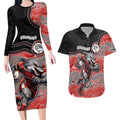 Custom Dolphins Couples Matching Long Sleeve Bodycon Dress and Hawaiian Shirt Fish Mascot With Aboriginal Indigenous