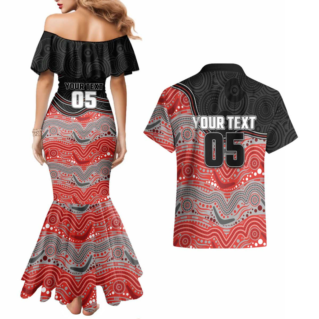 Custom Dolphins Couples Matching Mermaid Dress and Hawaiian Shirt Fish Mascot With Aboriginal Indigenous