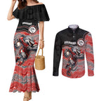Custom Dolphins Couples Matching Mermaid Dress and Long Sleeve Button Shirt Fish Mascot With Aboriginal Indigenous
