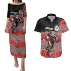 Custom Dolphins Couples Matching Puletasi and Hawaiian Shirt Fish Mascot With Aboriginal Indigenous