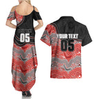 Custom Dolphins Couples Matching Summer Maxi Dress and Hawaiian Shirt Fish Mascot With Aboriginal Indigenous