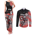 Custom Dolphins Couples Matching Tank Maxi Dress and Long Sleeve Button Shirt Fish Mascot With Aboriginal Indigenous