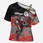 Custom Dolphins Cross Shoulder Shirt Fish Mascot With Aboriginal Indigenous