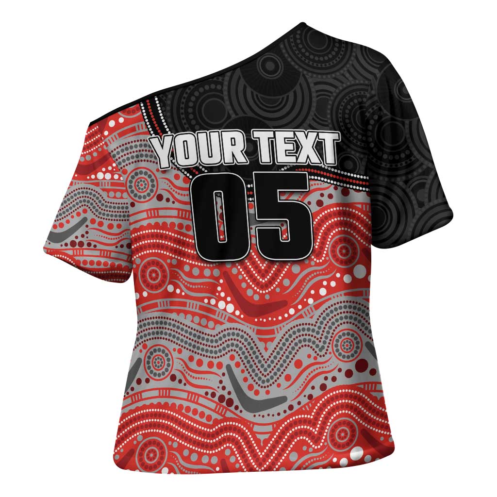 Custom Dolphins Cross Shoulder Shirt Fish Mascot With Aboriginal Indigenous