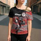 Custom Dolphins Cross Shoulder Shirt Fish Mascot With Aboriginal Indigenous