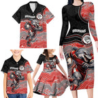 Custom Dolphins Family Matching Long Sleeve Bodycon Dress and Hawaiian Shirt Fish Mascot With Aboriginal Indigenous