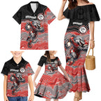 Custom Dolphins Family Matching Mermaid Dress and Hawaiian Shirt Fish Mascot With Aboriginal Indigenous