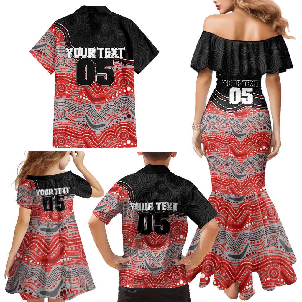 Custom Dolphins Family Matching Mermaid Dress and Hawaiian Shirt Fish Mascot With Aboriginal Indigenous