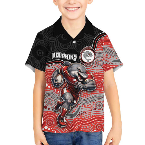Custom Dolphins Family Matching Mermaid Dress and Hawaiian Shirt Fish Mascot With Aboriginal Indigenous