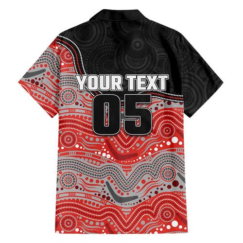 Custom Dolphins Family Matching Off The Shoulder Long Sleeve Dress and Hawaiian Shirt Fish Mascot With Aboriginal Indigenous