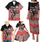 Custom Dolphins Family Matching Puletasi and Hawaiian Shirt Fish Mascot With Aboriginal Indigenous