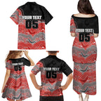 Custom Dolphins Family Matching Puletasi and Hawaiian Shirt Fish Mascot With Aboriginal Indigenous