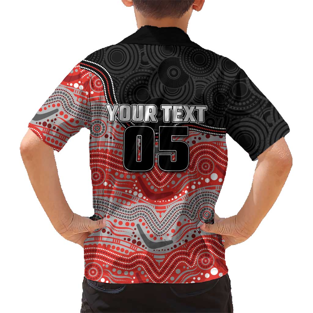 Custom Dolphins Family Matching Short Sleeve Bodycon Dress and Hawaiian Shirt Fish Mascot With Aboriginal Indigenous