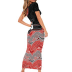 Custom Dolphins Family Matching Short Sleeve Bodycon Dress and Hawaiian Shirt Fish Mascot With Aboriginal Indigenous