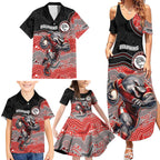 Custom Dolphins Family Matching Summer Maxi Dress and Hawaiian Shirt Fish Mascot With Aboriginal Indigenous