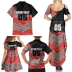 Custom Dolphins Family Matching Summer Maxi Dress and Hawaiian Shirt Fish Mascot With Aboriginal Indigenous