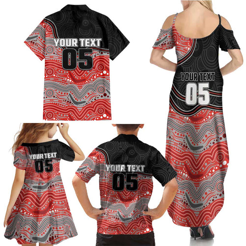 Custom Dolphins Family Matching Summer Maxi Dress and Hawaiian Shirt Fish Mascot With Aboriginal Indigenous