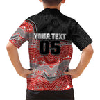 Custom Dolphins Family Matching Tank Maxi Dress and Hawaiian Shirt Fish Mascot With Aboriginal Indigenous
