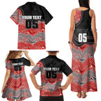 Custom Dolphins Family Matching Tank Maxi Dress and Hawaiian Shirt Fish Mascot With Aboriginal Indigenous