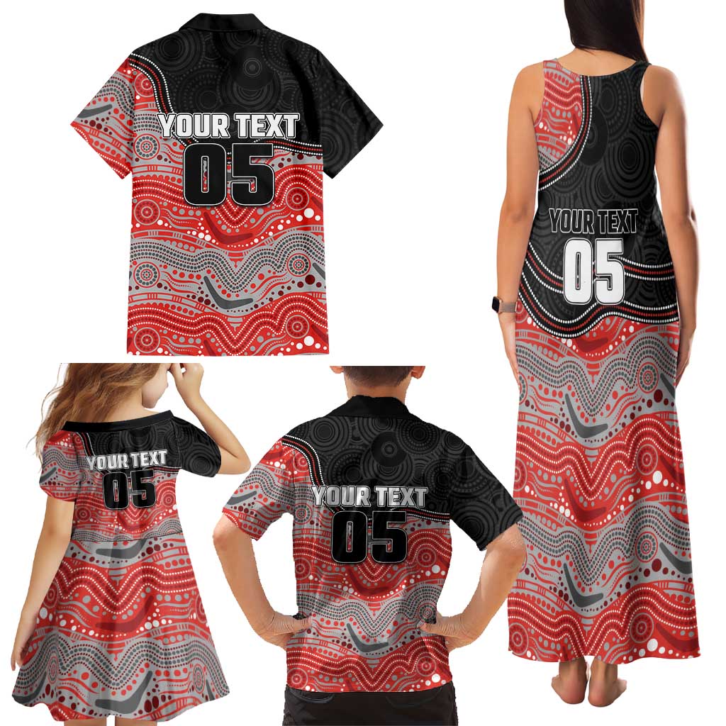 Custom Dolphins Family Matching Tank Maxi Dress and Hawaiian Shirt Fish Mascot With Aboriginal Indigenous