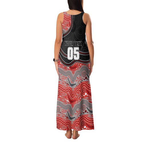 Custom Dolphins Family Matching Tank Maxi Dress and Hawaiian Shirt Fish Mascot With Aboriginal Indigenous