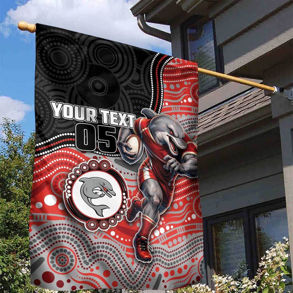 Custom Dolphins Garden Flag Fish Mascot With Aboriginal Indigenous