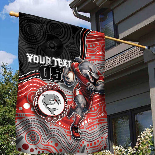 Custom Dolphins Garden Flag Fish Mascot With Aboriginal Indigenous