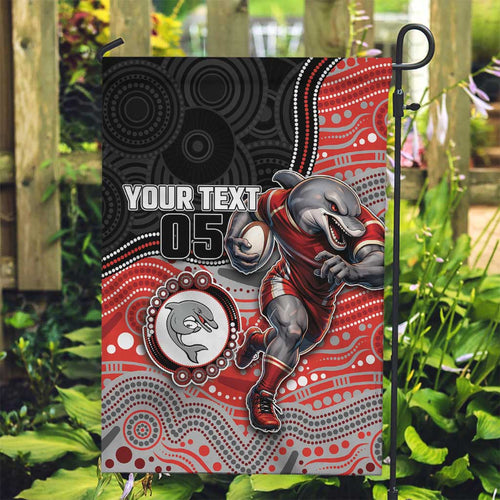 Custom Dolphins Garden Flag Fish Mascot With Aboriginal Indigenous