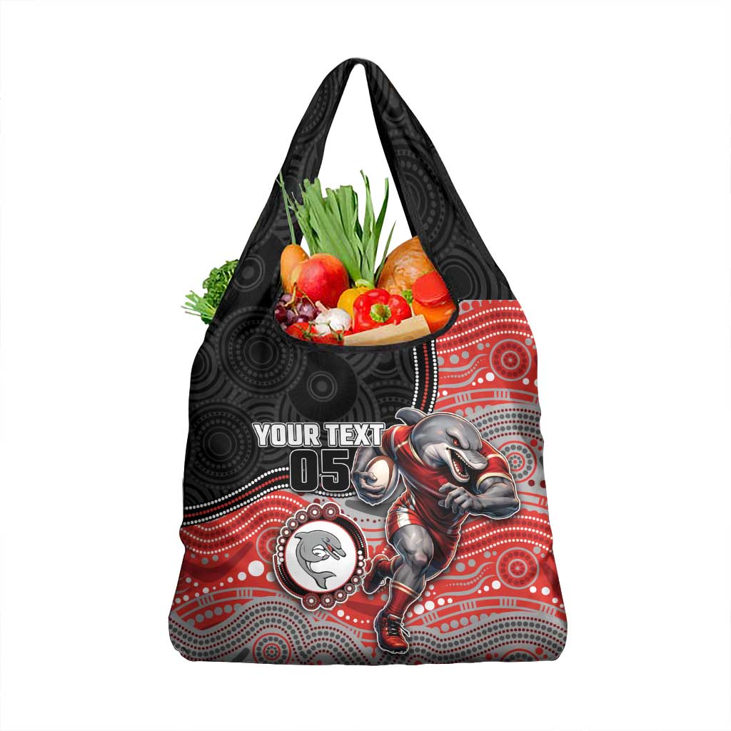 Custom Dolphins Grocery Bag Fish Mascot With Aboriginal Indigenous