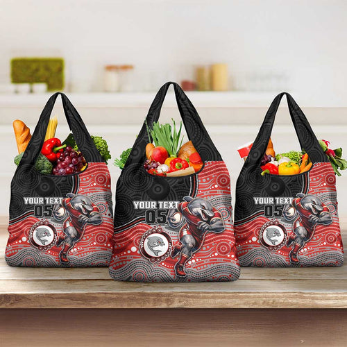 Custom Dolphins Grocery Bag Fish Mascot With Aboriginal Indigenous
