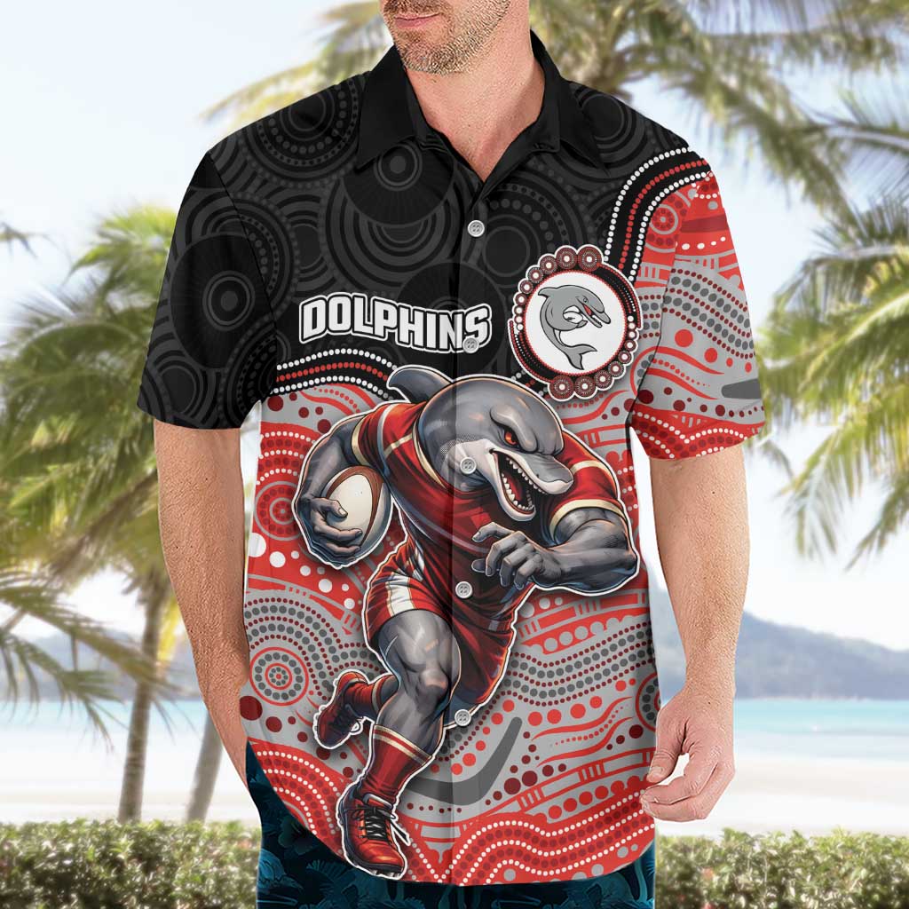 Custom Dolphins Hawaiian Shirt Fish Mascot With Aboriginal Indigenous