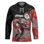 Custom Dolphins Hockey Jersey Fish Mascot With Aboriginal Indigenous