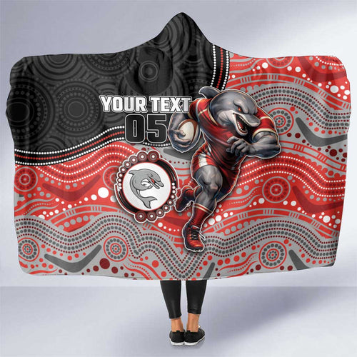 Custom Dolphins Hooded Blanket Fish Mascot With Aboriginal Indigenous