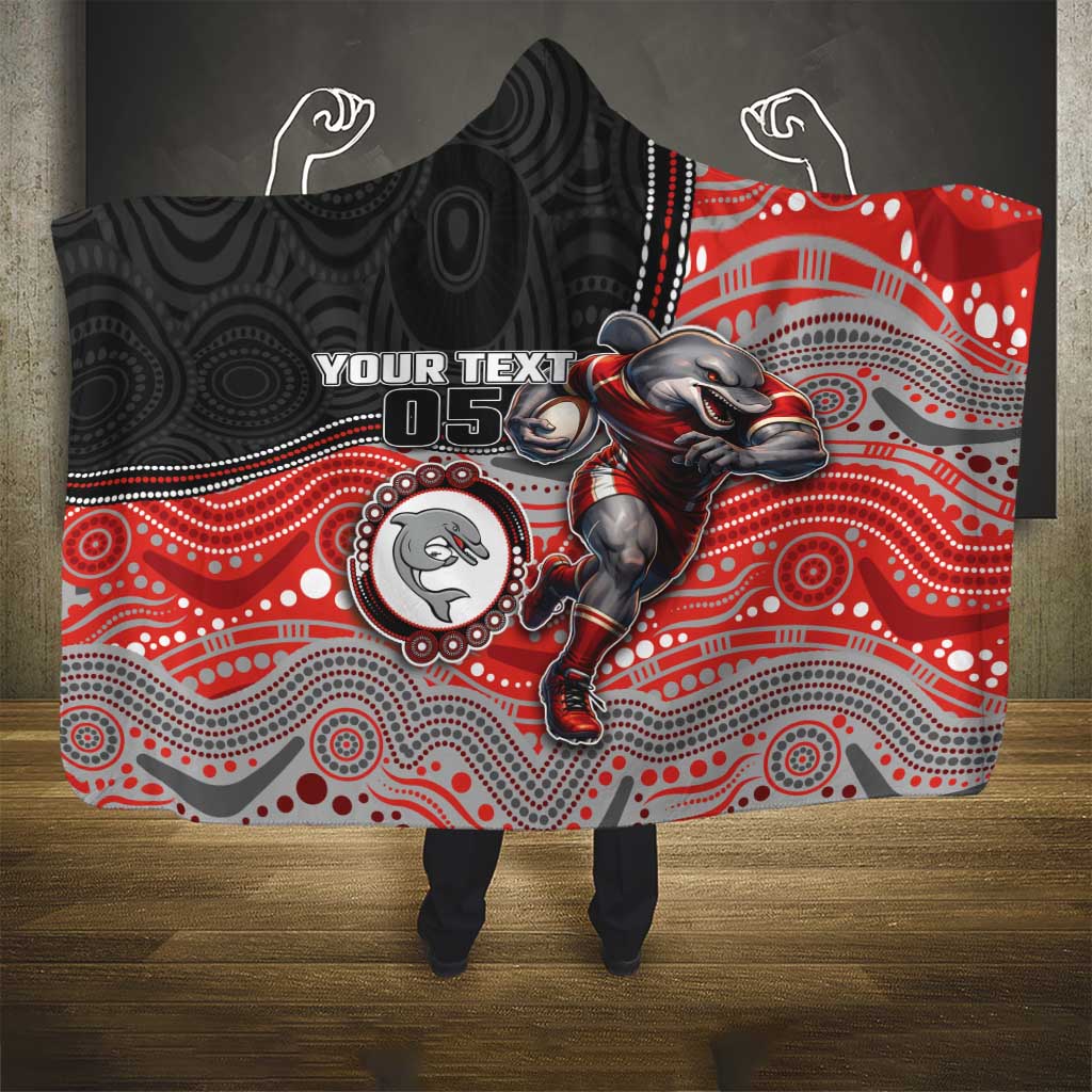 Custom Dolphins Hooded Blanket Fish Mascot With Aboriginal Indigenous