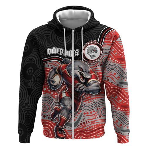 Custom Dolphins Hoodie Fish Mascot With Aboriginal Indigenous