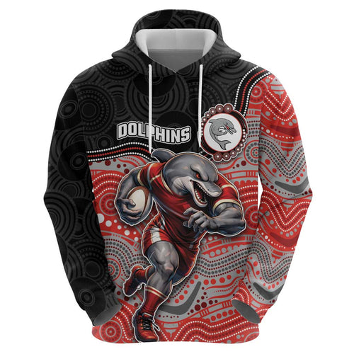 Custom Dolphins Hoodie Fish Mascot With Aboriginal Indigenous