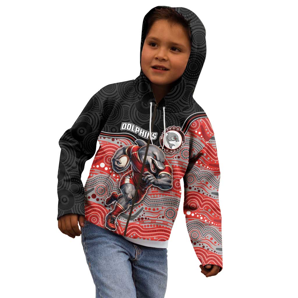 Custom Dolphins Kid Hoodie Fish Mascot With Aboriginal Indigenous