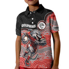 Custom Dolphins Kid Polo Shirt Fish Mascot With Aboriginal Indigenous