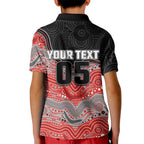 Custom Dolphins Kid Polo Shirt Fish Mascot With Aboriginal Indigenous