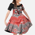 Custom Dolphins Kid Short Sleeve Dress Fish Mascot With Aboriginal Indigenous