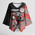 Custom Dolphins Kimono Sleeve Blouse Fish Mascot With Aboriginal Indigenous