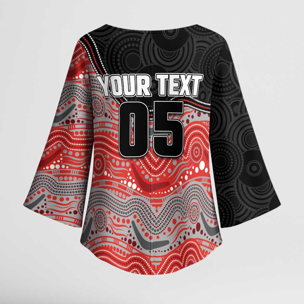 Custom Dolphins Kimono Sleeve Blouse Fish Mascot With Aboriginal Indigenous