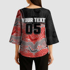 Custom Dolphins Kimono Sleeve Blouse Fish Mascot With Aboriginal Indigenous