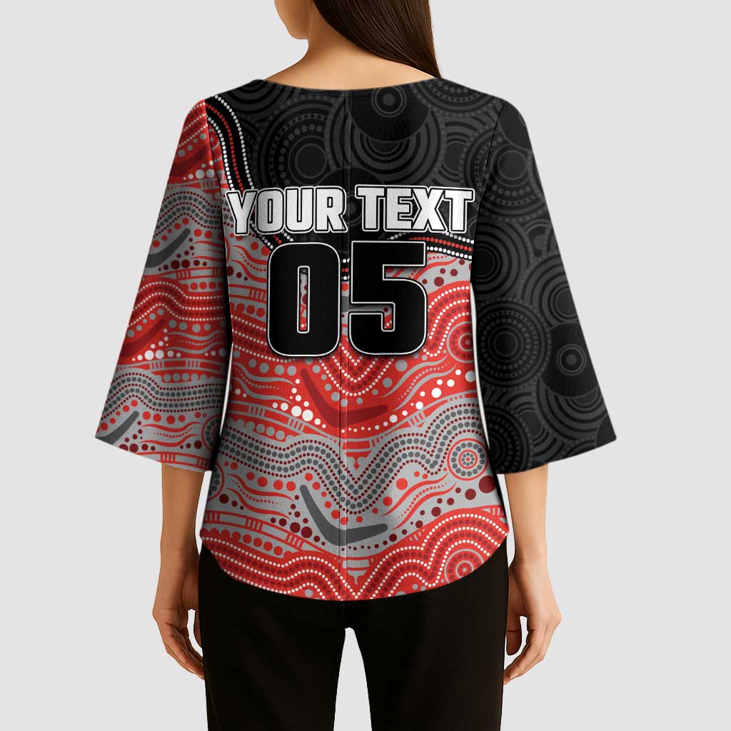 Custom Dolphins Kimono Sleeve Blouse Fish Mascot With Aboriginal Indigenous