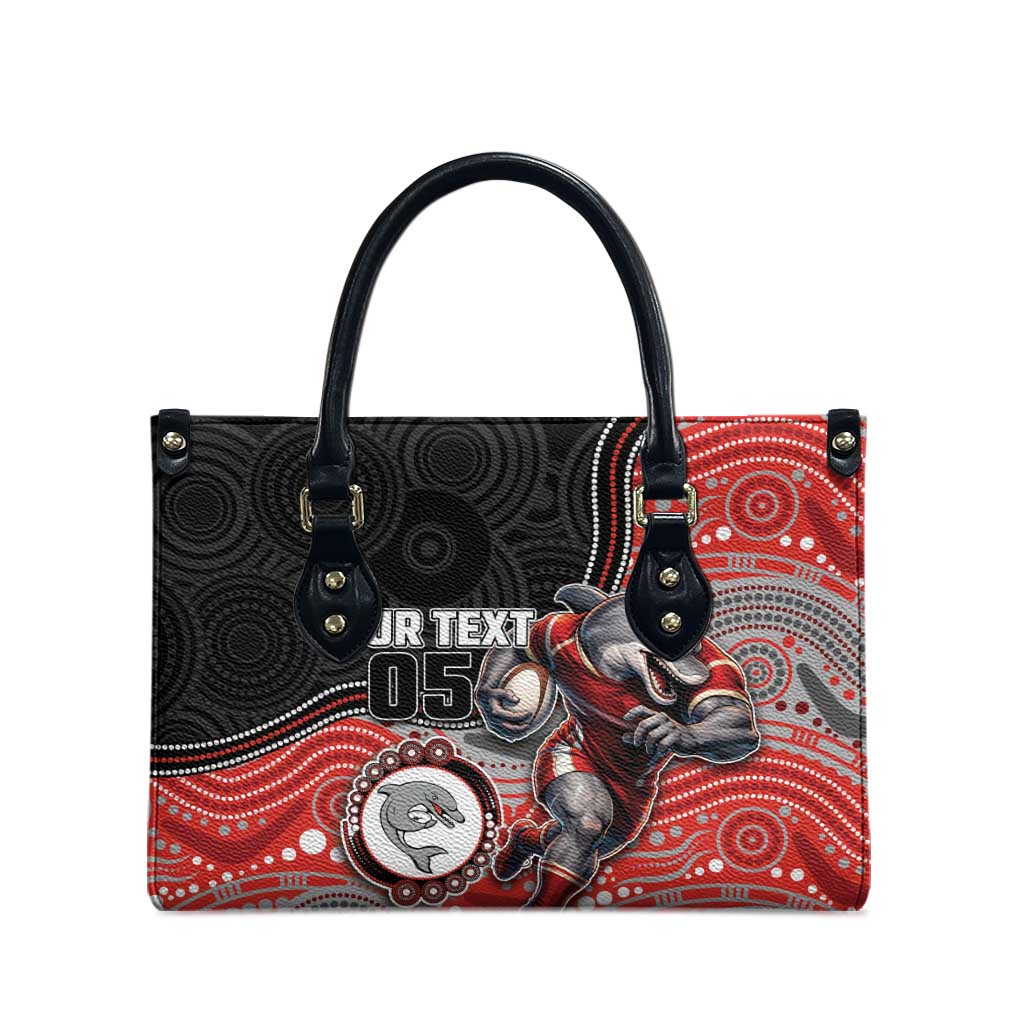 Custom Dolphins Leather Bag Fish Mascot With Aboriginal Indigenous