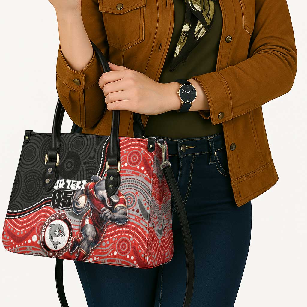 Custom Dolphins Leather Bag Fish Mascot With Aboriginal Indigenous