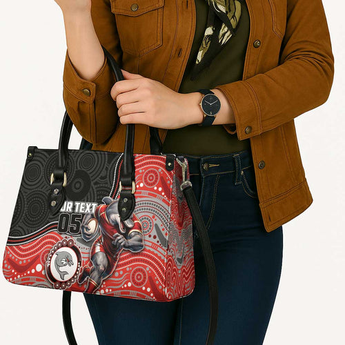 Custom Dolphins Leather Bag Fish Mascot With Aboriginal Indigenous