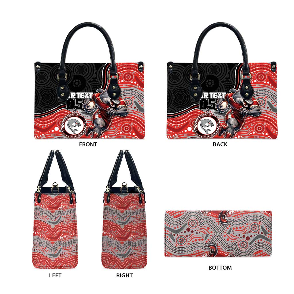 Custom Dolphins Leather Bag Fish Mascot With Aboriginal Indigenous