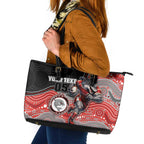 Custom Dolphins Leather Tote Bag Fish Mascot With Aboriginal Indigenous