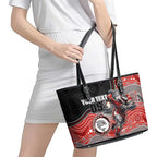 Custom Dolphins Leather Tote Bag Fish Mascot With Aboriginal Indigenous